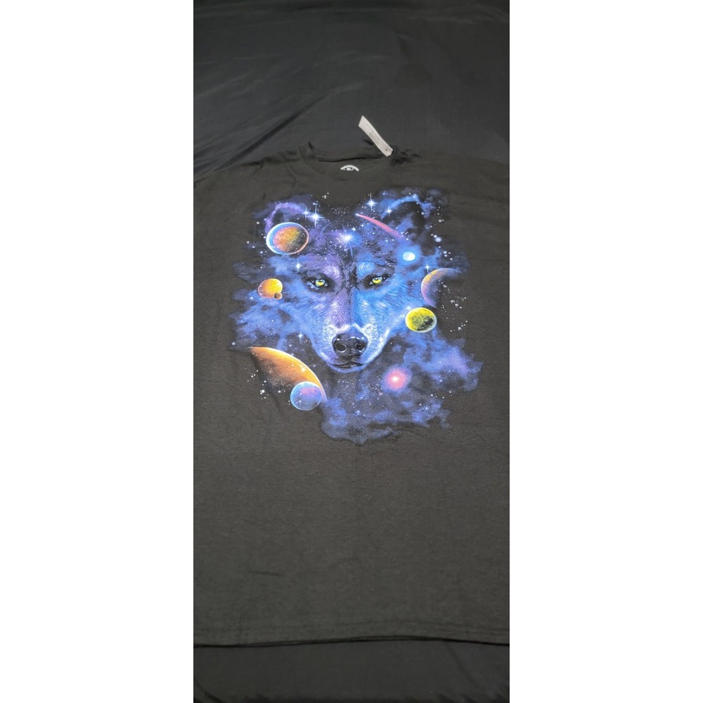 2XL MEN'S BLACK DOM T SHIRT‎ WOLF WITH THE UNIVERSE